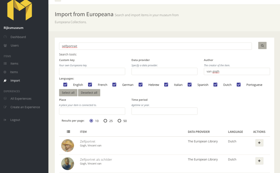 Tirocinio Universitario: Un importatore di opere da Europeana Collections per Muzeums
